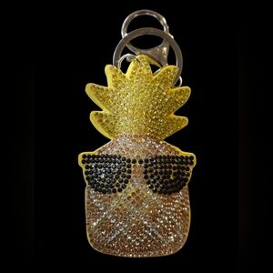 Yellow Pineapple with Sunglasses Bling Bag Charm And Keychain